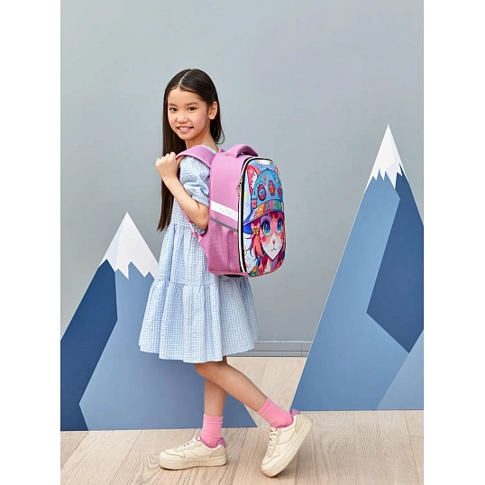 Ранец Комус Класс Light1 Девочка кошка,  1 отд, эргоном