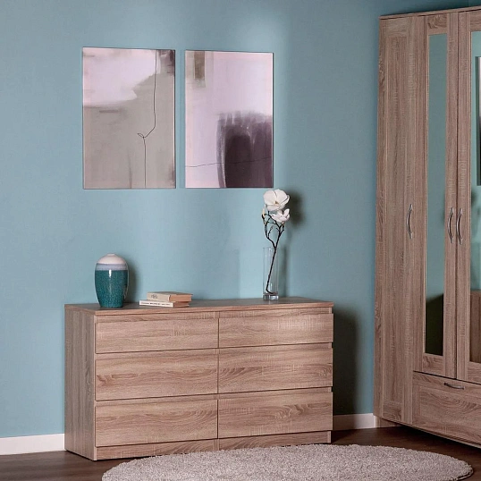 Комод ШС_Кастор 6 ящиков дуб сонома