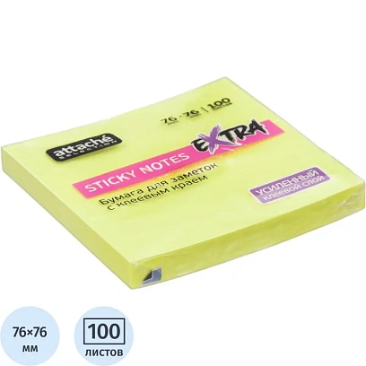 Стикеры Attache Selection Extra с клеев. краем 76х76, неон, желтый 100л