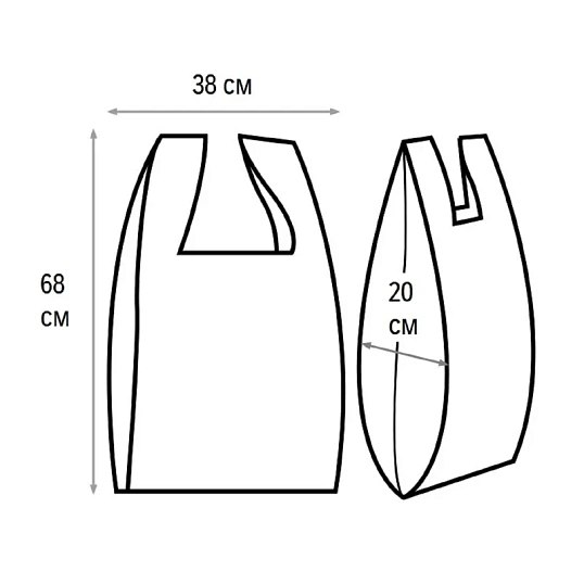 Пакет-майка 38+20х68 15 мкм, 100 шт/уп, белый S