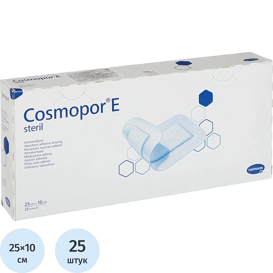 Повязка самоклеящ.стер п/операц. 25х10см25шт,COSMOPOR E9010360
