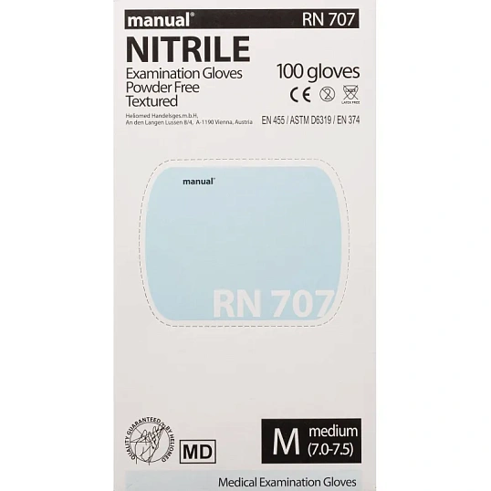 Перчатки мед.смотров. нитрил., нестер, MANUAL RN 707 (M) 50пар