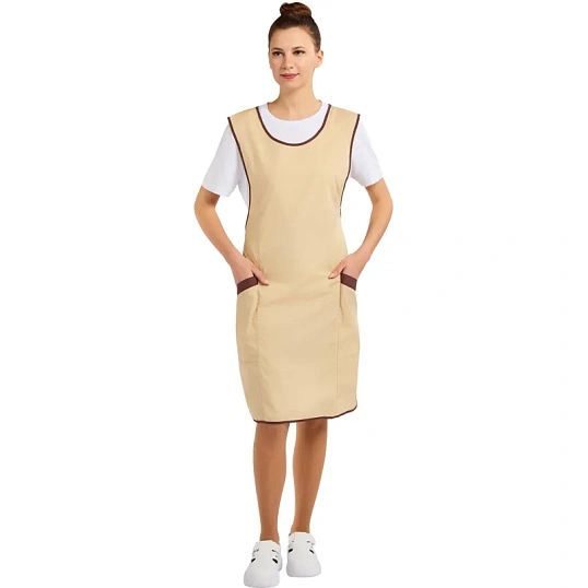 Фартук сарафан Маркет Мастер  цвет бежевый/шоколадный