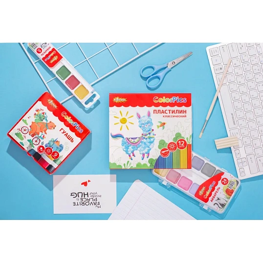 Пластилин классич Комус Класс (№1 School)ColorPics наб 12цв 240г,со стек