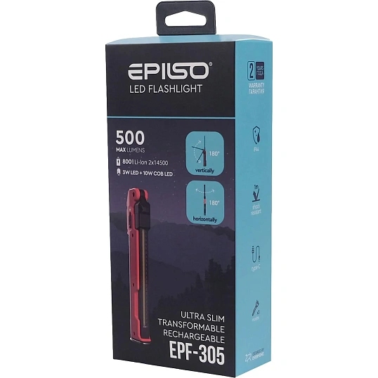 Фонарь EPILSO EPF-305 (карманный, 10W COB + 1LEDx3W, аккум. 2х14500)