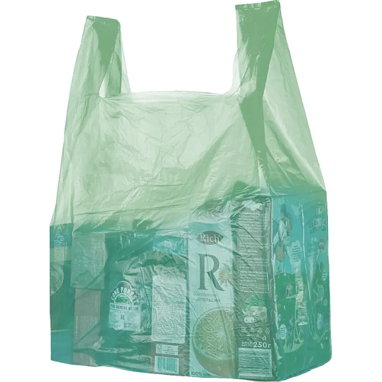 Пакет-майка ПНД 38+20х68 15мкм 100шт./уп. цветн