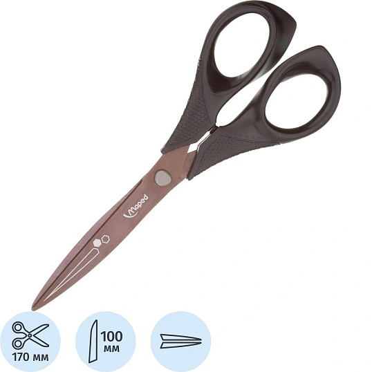 Ножницы Maped TITANIUM 170мм,титан.покр.,эргономич.пласт.ручки,черн,684110