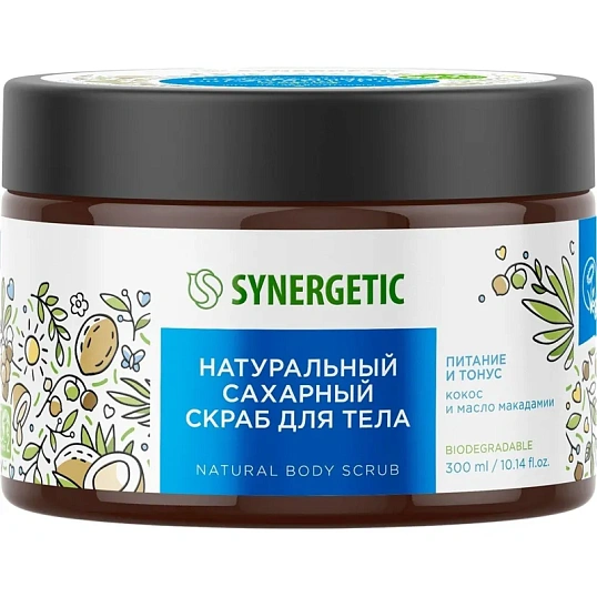 Скраб для тела SYNERGETIC кокос и масло макадамии 300мл