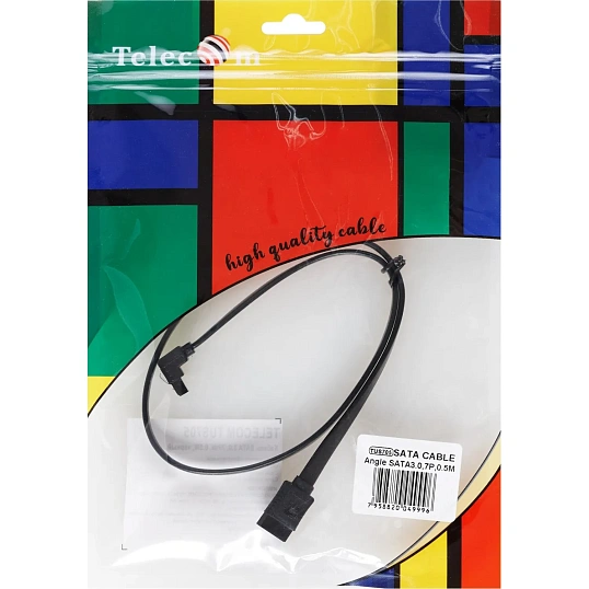 Кабель SATA M --SATA M 3.0V 7 pin  угл разъем Telecom  0.5m <TUS705-0.5M