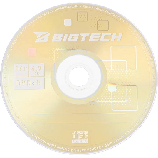 Носители информации Bigtech YDVDRB009 DVD+R 4,7 Гб/16х/10шт/уп cake box