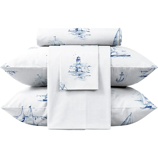 Постельное белье 1,5сп Сатин премиум (нав.70х70-2шт) Regatta blue,931145