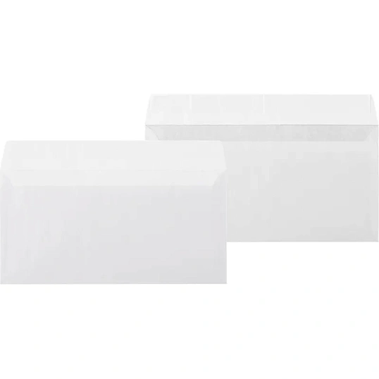 Конверт белый E65стрип 110х220 80г КОМУС 50 шт/уп