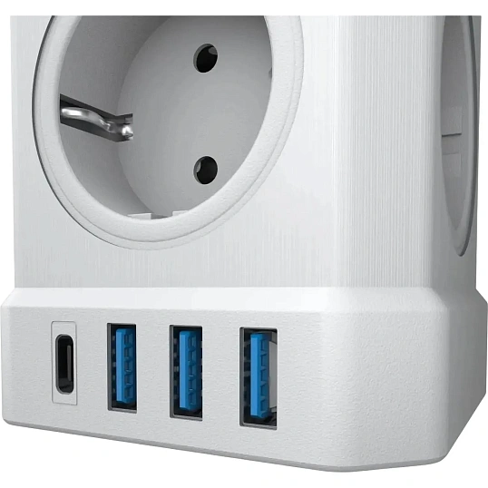 Сетевой фильтр AGNI  5р/2м,3USB 1TYPE-C,белый(TP-VE4U5E-C-2m-white)