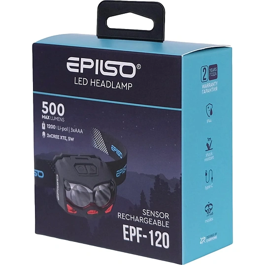 Фонарь EPILSO EPF-120 (налобный, 2CREE XTE 5W+, аккум. 1200mAh, / ААА)