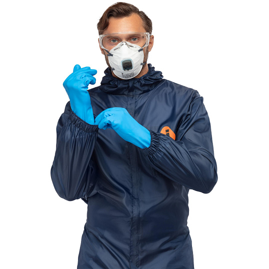 Комбинезон многоразовый защитный с капюшоном JetaSafety JPC75b синий р.М