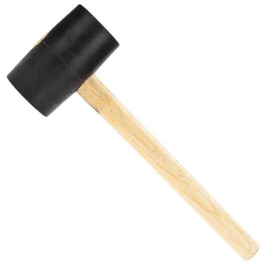 Киянка резиновая 910 г, черная резина, деревянная рукоятка KRANZ KR-12-8145