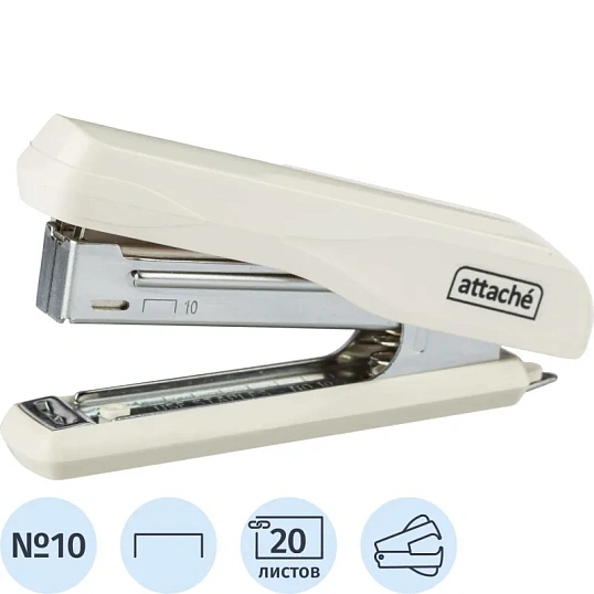 Степлер Attache PSW1020 (№10) до 20 лист., пластик/металл, белый