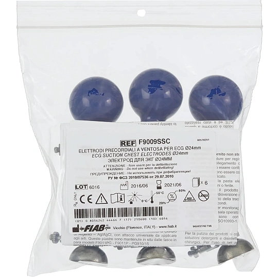 Электроды для ЭКГ многораз. D 24 грудные комплект 6 шт Fiab F9009SSC