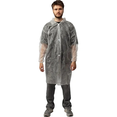 Халат н/с процед, рук.рез, на липч, XL, дл.110см, пл 25, белый, 10шт/уп