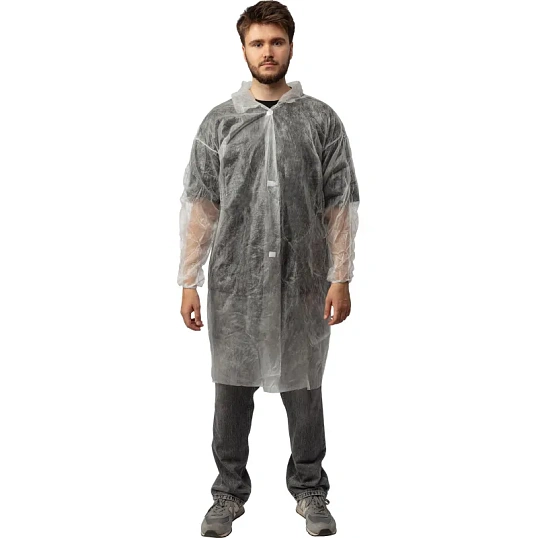 Халат н/с процед, рук.рез, на липч, XL, дл.110см, пл 25, белый, 10шт/уп