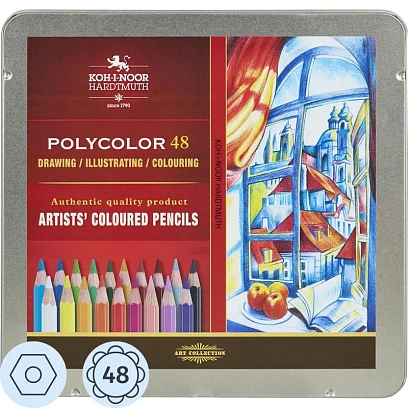 Карандаши цветные худож POLYCOLOR 3826 48цв/наб мет.кор. 3826048001PLRU