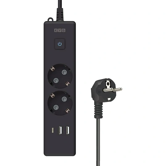 Удлинитель Power Cube, 2р/1.9 м выкл.,3USB, 3.5кВт,16А,3x1,0 черн(PC-5B-2M)