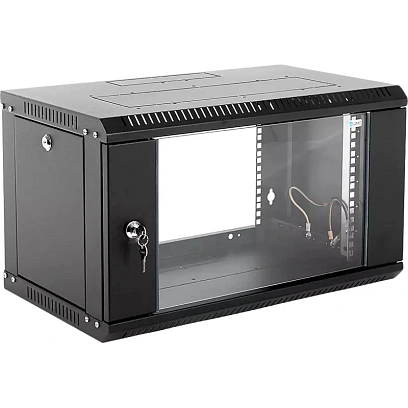 Шкаф настенный ЦМО разб. 9U(600х520) дверь стекло,черн (ШРН-Э-9.500-9005)