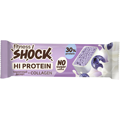 Батончик FitnessSHOCK Черничный десерт глазированный 40гx12шт/уп
