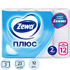 Бумага туалетная Zewa-Plus 2сл бел втор втул 23м 184л 12рул/уп 144090