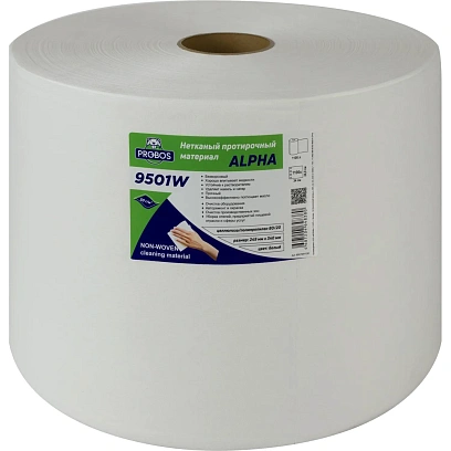 Материал протирочный нетканый Probos Alpha 9501W50г/м2 бел24,9х34 1100л/рул