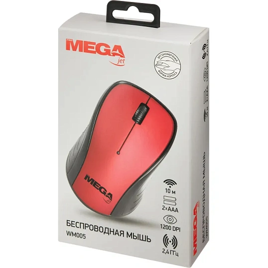 Мышь компьютерная ProMega jet WM005 USB WLS RT/2 ААА/dpi 1200/3 кн/красный