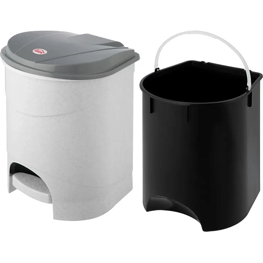 Ведро мусорное с педалью 19л пластиковое, мрамор