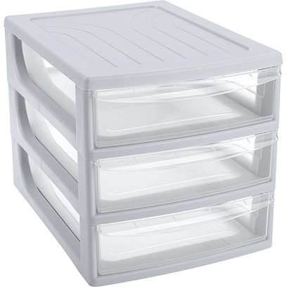 Бокс с выдвижными лотками А4 260х368х265мм 3выдв.отд, светло-сер. 433223930