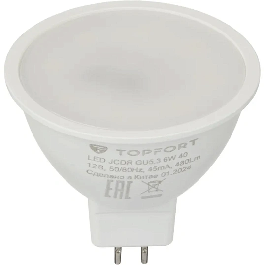 Лампа светодиодная Topfort GU5.3 12V 6W 4000K