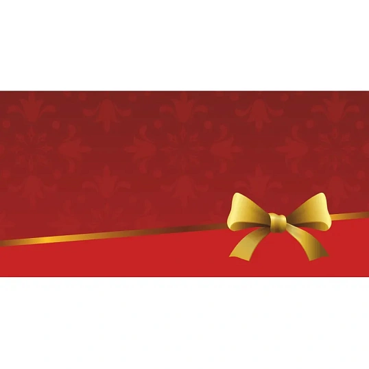 Конверт открытка Красная с золотым бантом, 10 шт/уп, КД-249