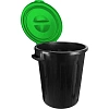 Бак для отходов 60л пластик, черный с зел. крышкой М 2393