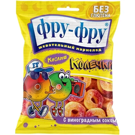 Мармелад жевательный Фру-Фру кислые колечки, 80гx12шт/уп, FF-25-18