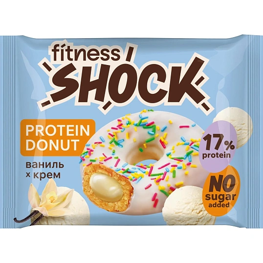 Печенье FitnesSHOCK Донат с ванильной начинкой, 70г