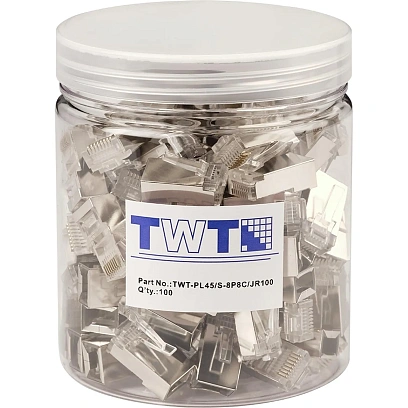 Коннектор RJ45 TWT TWT-PL45/S-8P8C/JR100 STP 8P8C унив cat.5e 100шт/уп