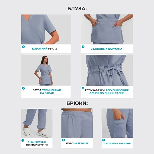 Костюм для медицинского персонала жен. М24 КБР серый 48 (158-164)