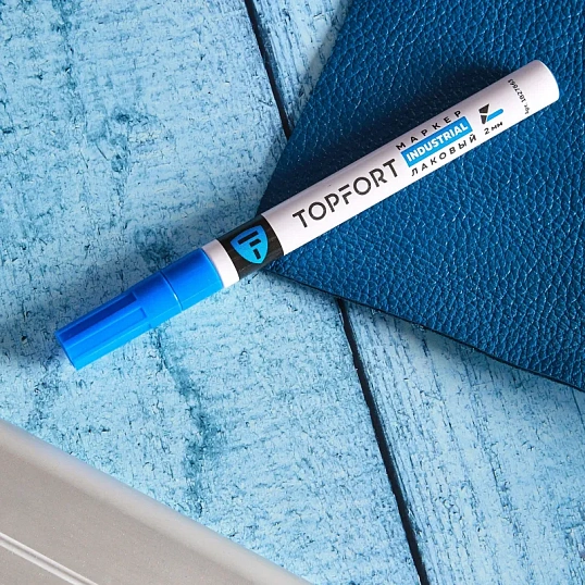 Маркер лаковый TOPFORT Industrial 2 мм синий
