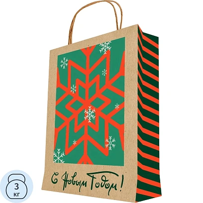 Пакет подарочный из крафт-бумаги, плотность 150 г/м2, 26x33x13см, 95725FE