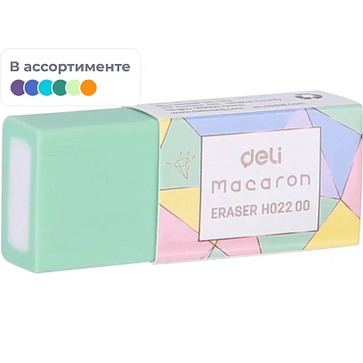 Ластик Deli Macaron 50x20x1мм ассорти пласт.туб. EH02200