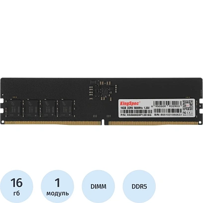 Модуль памяти KingSpec DDR5 DIMM 16GB 5600Мгц (KS5600D5P12516G)