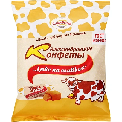 Конфеты молочные Александровские конфеты Люкс на сливках, фас 250г