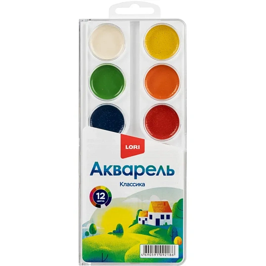 Краски акварельные Классика 12цв, б/к в пластик.уп.с крышкой Аквк-006 набор