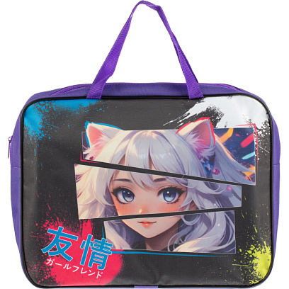 Папка школьника А4 с ручками ШИРОКАЯ,ПШ-11,ДЕВУШКА С УШКАМИ 2025