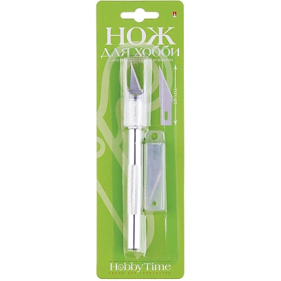 Нож для художественных работ, алюм., большой, 2 запасн. лезвия,2-246/03