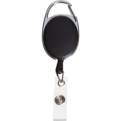 Держатель для бейджа Комус с рулеткой черный (без бейджа) 1шт