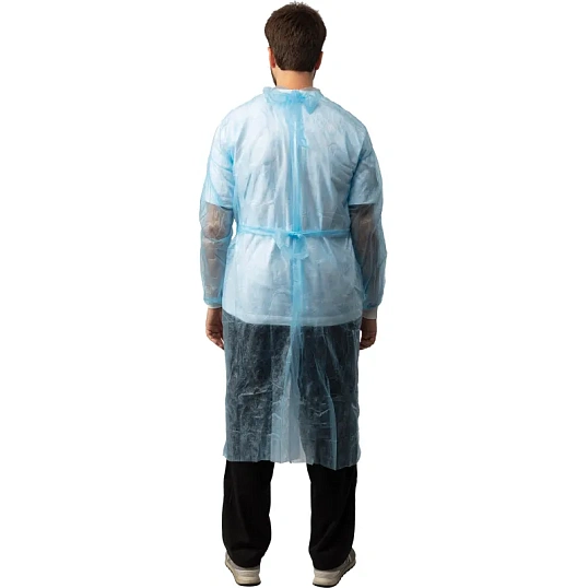 Халат н/с , на завязк, рук.манж, дл.140см, XL, пл 25, голуб, 10 шт/уп